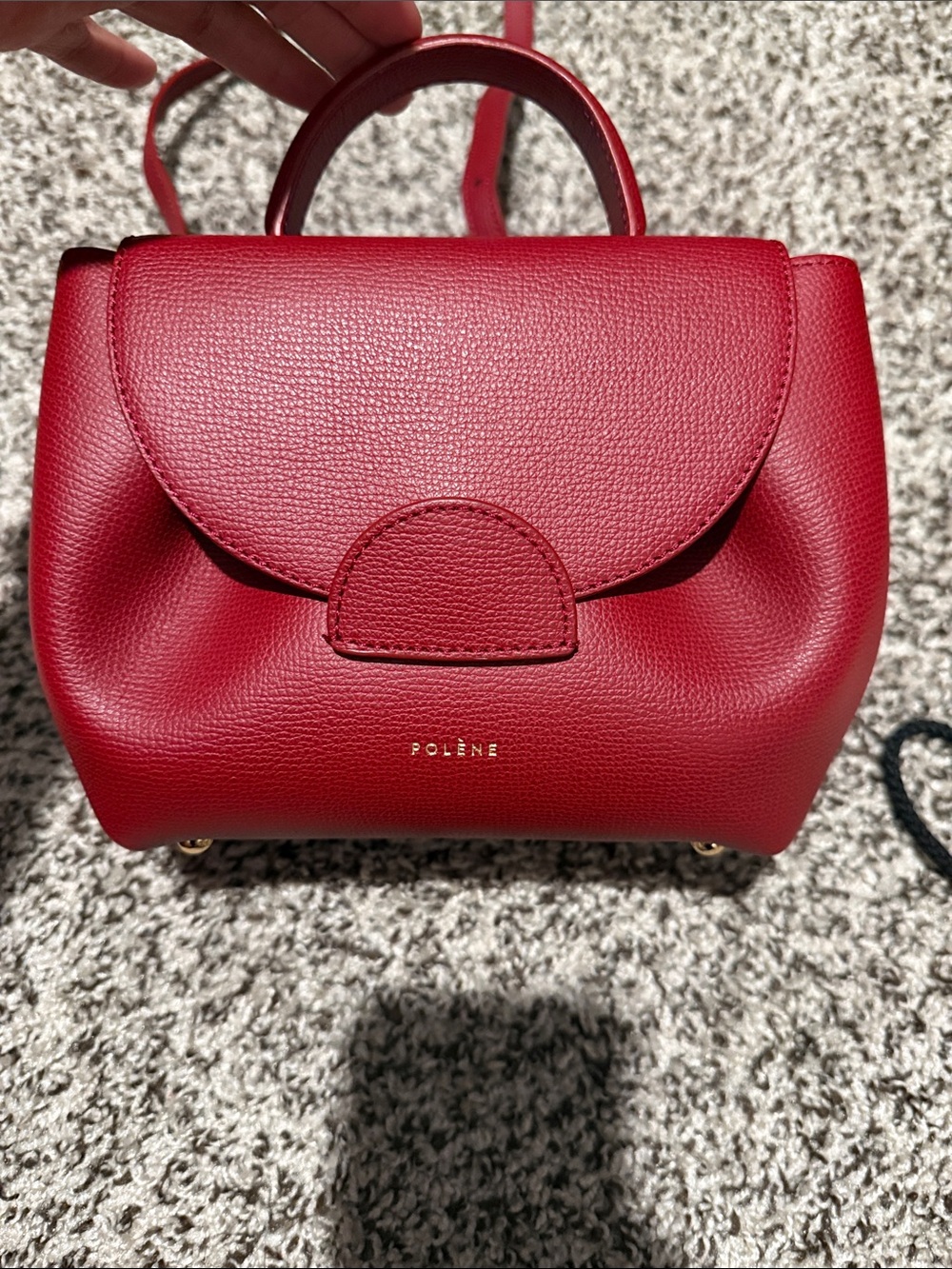 Polène Small Red Leather Crossbody Bag